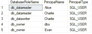 List of database roles